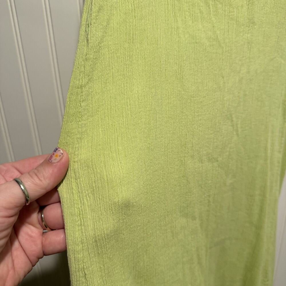 Anthropologie Daily Practice Lime Green Gauzy Cotton Midi Dress Comfy Size Large - Picture 4 of 8